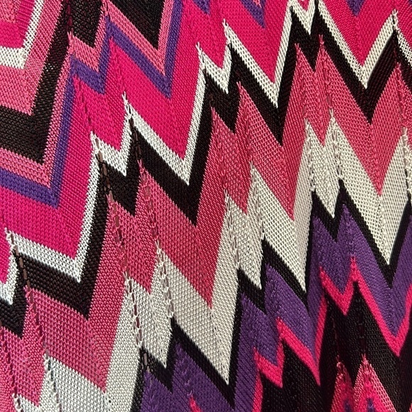 Vintage Cache pink purple zig zag knit short sleeve blouse poncho belted top Med - Picture 6 of 9